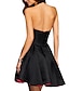 cheap Elegant Dresses-Women&#039;s Sheath Dress Black Sleeveless Patchwork Backless Pleated Lace Spring Summer Halter Neck Vintage Streetwear Backless S M L XL