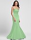 cheap Bridesmaid Dresses-Mermaid / Trumpet Strapless Floor Length Satin Bridesmaid Dress with Side Draping