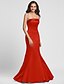 cheap Bridesmaid Dresses-Mermaid / Trumpet Strapless Floor Length Satin Bridesmaid Dress with Side Draping