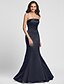 cheap Bridesmaid Dresses-Mermaid / Trumpet Strapless Floor Length Satin Bridesmaid Dress with Side Draping
