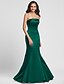 cheap Bridesmaid Dresses-Mermaid / Trumpet Strapless Floor Length Satin Bridesmaid Dress with Side Draping