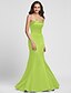 cheap Bridesmaid Dresses-Mermaid / Trumpet Strapless Floor Length Satin Bridesmaid Dress with Side Draping