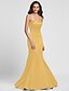 cheap Bridesmaid Dresses-Mermaid / Trumpet Strapless Floor Length Satin Bridesmaid Dress with Side Draping