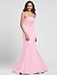 cheap Bridesmaid Dresses-Mermaid / Trumpet Strapless Floor Length Satin Bridesmaid Dress with Side Draping