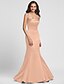 cheap Bridesmaid Dresses-Mermaid / Trumpet Strapless Floor Length Satin Bridesmaid Dress with Side Draping