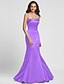 cheap Bridesmaid Dresses-Mermaid / Trumpet Strapless Floor Length Satin Bridesmaid Dress with Side Draping