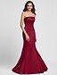 cheap Bridesmaid Dresses-Mermaid / Trumpet Strapless Floor Length Satin Bridesmaid Dress with Side Draping