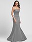 cheap Bridesmaid Dresses-Mermaid / Trumpet Strapless Floor Length Satin Bridesmaid Dress with Side Draping