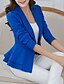 cheap Jackets-Women&#039;s Blazer Solid Colored Ruffle Long Sleeve Coat Fall Spring Daily Short Jacket Blue / Notch lapel collar / Work