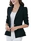 cheap Jackets-Women&#039;s Blazer Solid Colored Ruffle Long Sleeve Coat Fall Spring Daily Short Jacket Blue / Notch lapel collar / Work