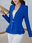 preiswerte Damen Jacken-Damen Blazer Solide Rüsche Langarm Mantel Herbst Frühling Alltag Kurz Jacken Blau / Gekerbtes Revers / Arbeit