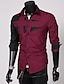 abordables Chemises pour hommes-Chemise Homme Col Classique Bloc de couleur Couleur Pleine Manches Longues Blanche Noir Gris Rouge du quotidien Polyester Standard simple