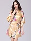 cheap Pajamas-Women&#039;s Robes Gown Bathrobes 1 pc Floral Satin Casual Soft Home Party Wedding Party Polyester Half Sleeve Print Belt Included Spring Summer Light Blue Black / Spa