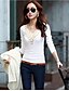 cheap T-Shirts-Women&#039;s T shirt Embroidery V Neck Going out Weekend Long Sleeve Tops White Black