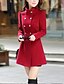 cheap Coats &amp; Trench Coats-Women&#039;s Stand Collar Fall Coat Regular Solid Colored Daily Basic Blue Red Wine S M L