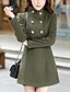 cheap Coats &amp; Trench Coats-Women&#039;s Stand Collar Fall Coat Regular Solid Colored Daily Basic Blue Red Wine S M L