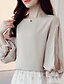 cheap T-Shirts-Women&#039;s Blouse Solid Colored Round Neck Daily Going out 3/4 Length Sleeve Tops Khaki / Lantern Sleeve