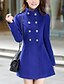 preiswerte Damenmäntel und Trenchcoats-Damen Ständer Herbst Mantel Standard Solide Alltag Grundlegend Blau Rote Wein S M L