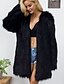 cheap Furs &amp; Leathers-Women&#039;s Daily Fall / Winter Plus Size Long Faux Fur Coat, Solid Colored V Neck Long Sleeve Faux Fur Black / White