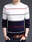 cheap Men&#039;s Sweaters &amp; Cardigans-Men&#039;s Pullover Striped Print Basic Long Sleeve Regular Sweater Cardigans Fall Winter Round Neck Blue Camel White