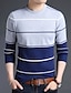 economico Men&#039;s Sweaters &amp; Cardigans-Per uomo Maglione A strisce Con stampe Essenziale Manica lunga Standard Maglioni cardigan Autunno Inverno Rotonda Blu Cammello Bianco
