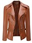 cheap Jackets-Women&#039;s Faux Leather Jacket Casual Regular Fit Outerwear Long Sleeve Winter Fall Black Wine Brown Streetwear Going out M L XL