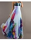 cheap Boho Dresses-Women&#039;s Chiffon Dress White Sleeveless Floral Print Summer Strapless Sexy Beach S M L XL XXL / Maxi / High Waist