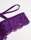 cheap Panties-Women&#039;s Lace up Ultra Sexy Panty / Brief Jacquard Mid Waist Erotic Purple One-Size