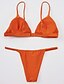 billige Bikini-Dame Badetøj Bikini badedragt Ensfarvet Grøn Grå Lyserød Gul Orange Grime Badedragter Solid dyb halsudskæring / BH med indlæg / Super sexet