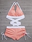 abordables Bikini-Mujer Bañadores Bikini Traje de baño Cruzado Color sólido Verde Claro Rosa Azul Marino Venda Cuello halter Trajes de baño Deportivo