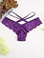 cheap Panties-Women&#039;s Lace up Ultra Sexy Panty / Brief Jacquard Mid Waist Erotic Purple One-Size