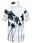 cheap Men&#039;s Shirts-Men&#039;s Shirt Trees / Leaves Spread Collar Plus Size Beach Short Sleeve Print Slim Tops White Yellow / Summer