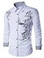 baratos Camisetas Masculinas-Homens Camisa Social Camisa de formatura Colarinho Floral Branco Preto Roxo Vinho Manga Longa Diário Blusas Negócio