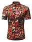 cheap Men&#039;s Shirts-Men&#039;s Shirt Floral Leopard Plus Size Shirt Collar Holiday Going out Print Short Sleeve Tops Chinoiserie Boho Orange / Summer / Spring / Summer / Beach