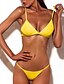 billige Bikini-Dame Badetøj Bikini badedragt Ensfarvet Grøn Grå Lyserød Gul Orange Grime Badedragter Solid dyb halsudskæring / BH med indlæg / Super sexet