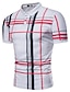 cheap Polos-Men&#039;s Golf Shirt Tennis Shirt Striped Plaid Collar Plus Size Daily golf shirts Short Sleeve Print Tops Basic White Gray Navy Blue / Summer
