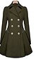 cheap Coats &amp; Trench Coats-Women&#039;s Trench Coat Daily Spring Long Coat Shirt Collar Regular Fit Warm Wearable Classic &amp; Timeless Jacket Long Sleeve Solid Colored Pure Color Khaki Black