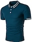 baratos Polos-Homens Camisa de golfe Sólido Manga Curta Diário Blusas Algodão Básico Moda de Rua Branco Azul / Verão