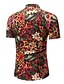 cheap Men&#039;s Shirts-Men&#039;s Shirt Floral Leopard Plus Size Shirt Collar Holiday Going out Print Short Sleeve Tops Chinoiserie Boho Orange / Summer / Spring / Summer / Beach