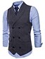 cheap New To Sale-Men&#039;s Vest Suit Vest Waistcoat Wedding Work Business Holiday Formal Gentle Spring Fall Polyester Plaid Shirt Collar Slim Brown Light Grey Dark Gray Vest