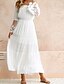 cheap Boho Dresses-Women&#039;s Swing Dress Maxi long Dress White Long Sleeve White Solid Colored Lace Spring Summer Off Shoulder Hot Elegant Party Beach Loose Off Shoulder S M L XL