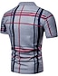 cheap Polos-Men&#039;s Golf Shirt Tennis Shirt Striped Plaid Collar Plus Size Daily golf shirts Short Sleeve Print Tops Basic White Gray Navy Blue / Summer