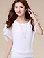 cheap Tops &amp; Blouses-Women&#039;s Solid Colored Plus Size Blouse Basic Short Sleeve Daily Tops Streetwear White Black Blue / Batwing Sleeve