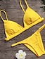 cheap Bikini-Women&#039;s Swimwear Bikini Swimsuit Solid Colored Green Gray Pink Yellow Orange Halter Neck Bathing Suits Solid Plunging Neckline / Padded Bras / Super Sexy