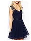 cheap Midi Dresses-Women&#039;s Backless Going out Chiffon Dress - Solid Colored Lace Backless V Neck Summer Blue S M L XL