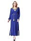 cheap Maxi Dresses-Women&#039;s Plus Size Loose Long Sleeve Color Block Spring Summer V Neck Basic Boho Daily Loose Black Blue Green S M L XL XXL XXXL / Maxi