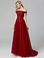 cheap Evening Dresses-A-Line Elegant Formal Dress Prom Formal Evening Sweep / Brush Train Sleeveless Off Shoulder Tulle Over Lace with Beading Appliques 2025