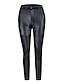 cheap Graphic Chic-Women&#039;s PU Legging Ruched Solid Colored Mid Waist Wine Black S M L
