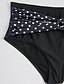 cheap Bikini-Women&#039;s Bikini Swimsuit Ruched Push Up Print Black Plus Size Swimwear Bandeau Strap Bathing Suits Vintage / Padded Bras / Sexy