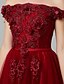 cheap Evening Dresses-A-Line Elegant Formal Dress Prom Formal Evening Sweep / Brush Train Sleeveless Off Shoulder Tulle Over Lace with Beading Appliques 2025